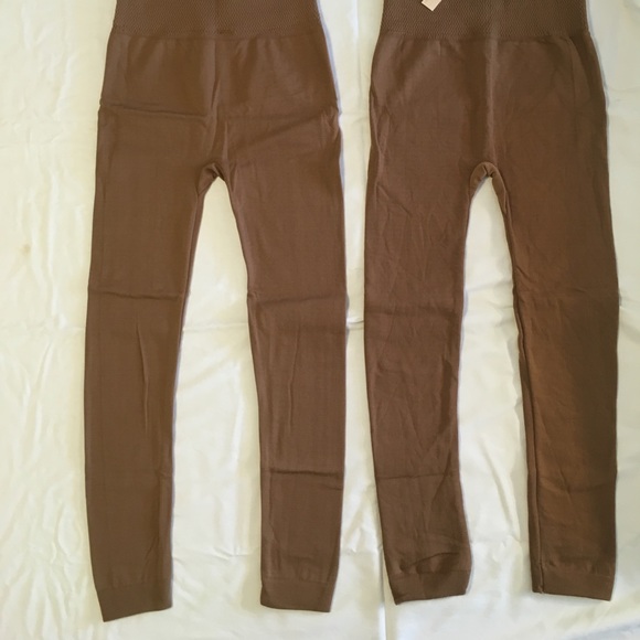 Fleece Leggings - High waist band - Mocha - Picture 4 of 5
